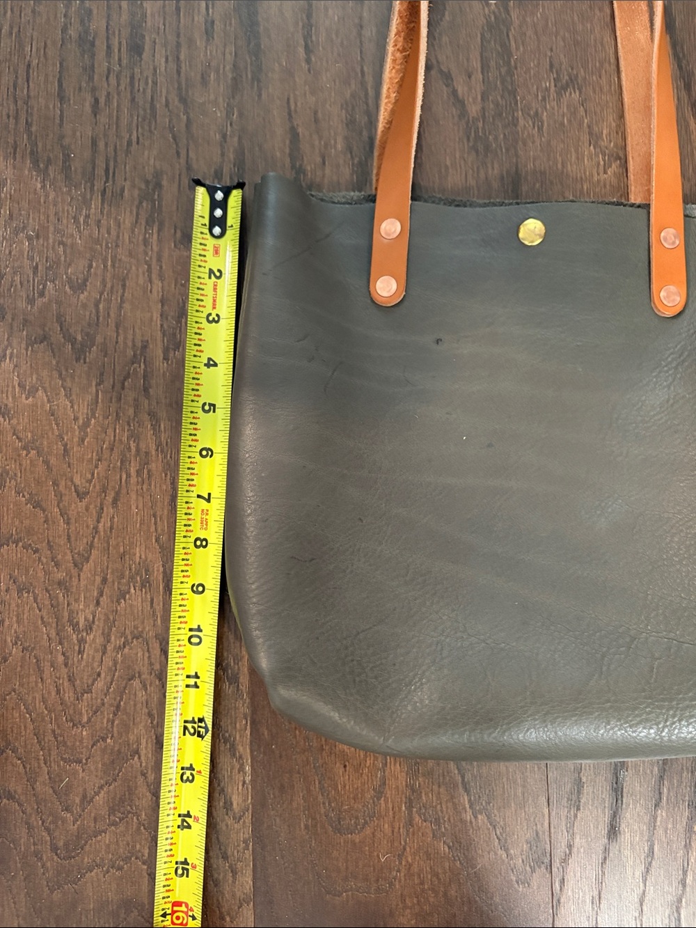 KMM&Co small tote shoulder straps gray leather tan strap - Picture 6 of 8